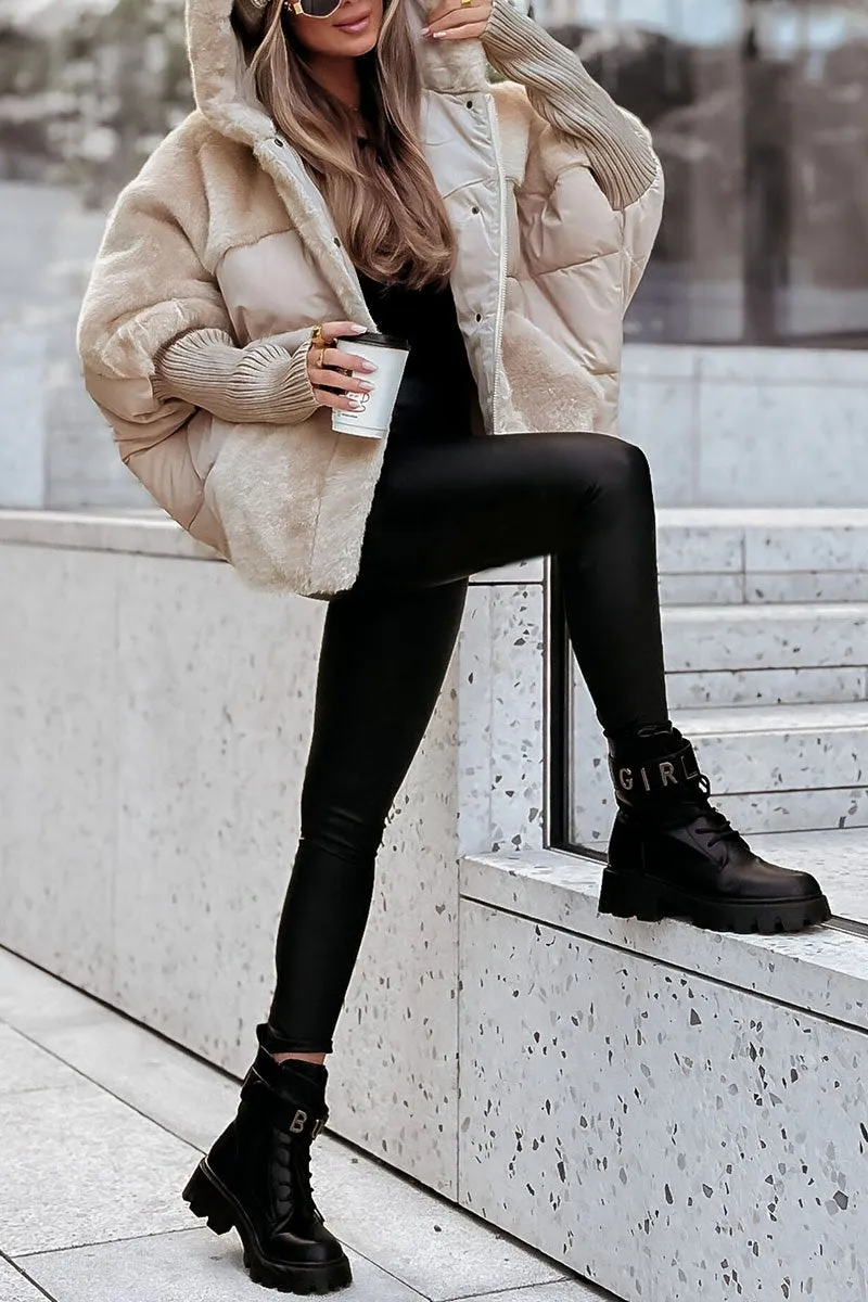 ModeGeist | Winterjacke Gefüttert Übergröße, mit Kapuze und Rippe