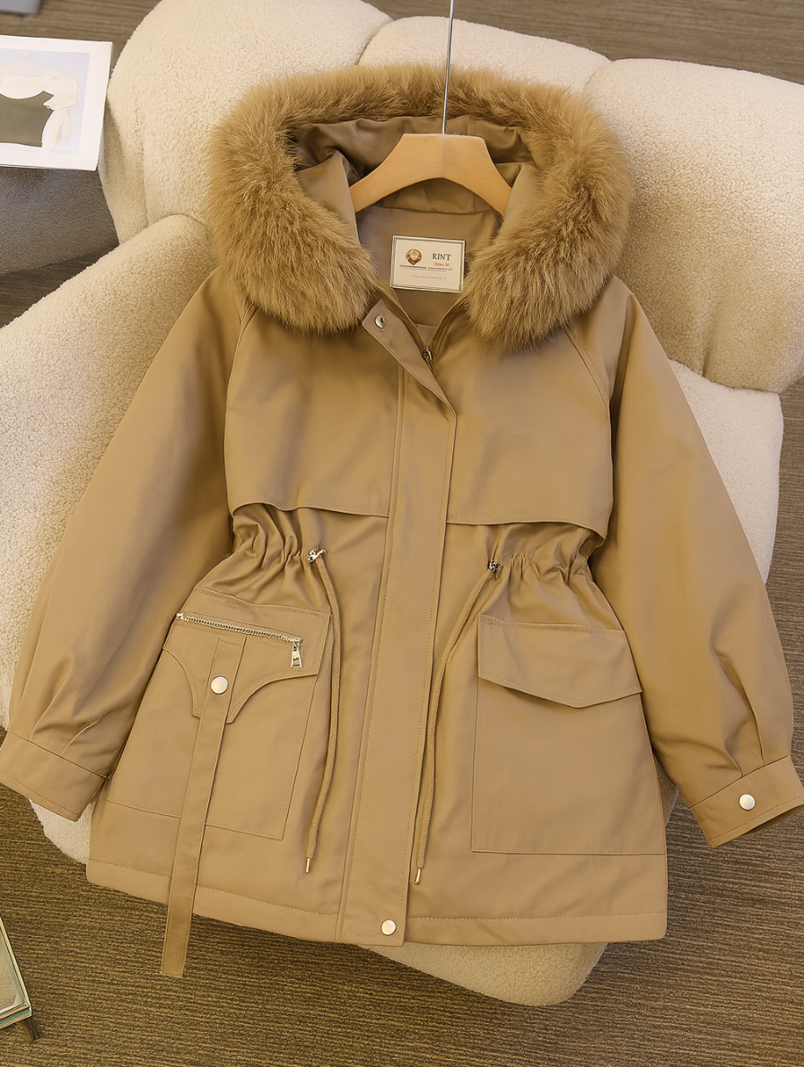 ModeGeist | Winterjacke mit gefütterter Kapuze und Zugband, Warm