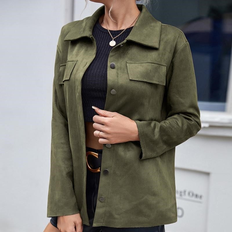 ModeGeist | Damen Wildlederjacke mit Knöpfen Valay