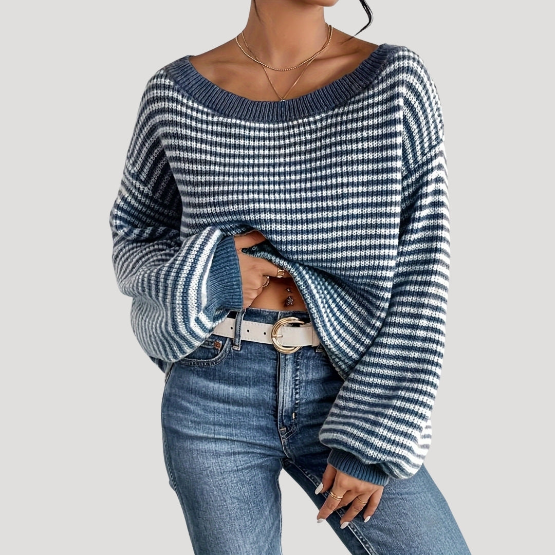 ModeGeist | Damenpullover mit Streifen und Langen Ärmeln