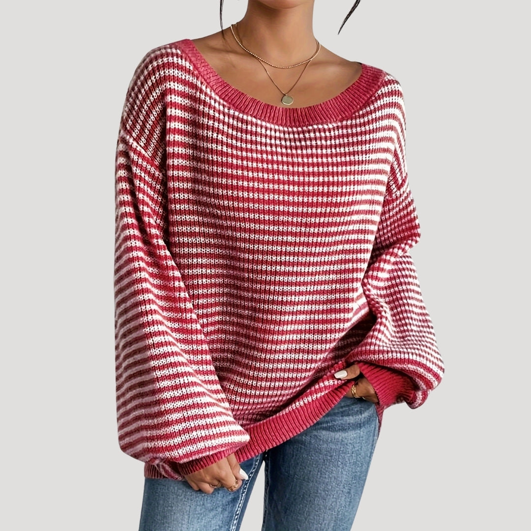 ModeGeist | Damenpullover mit Streifen und Langen Ärmeln