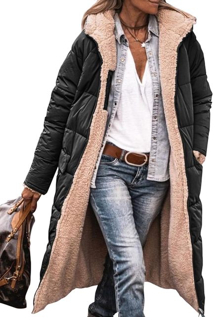 Leyveria: Blauer Fleece-Kapuzenmantel im lässigen Stil