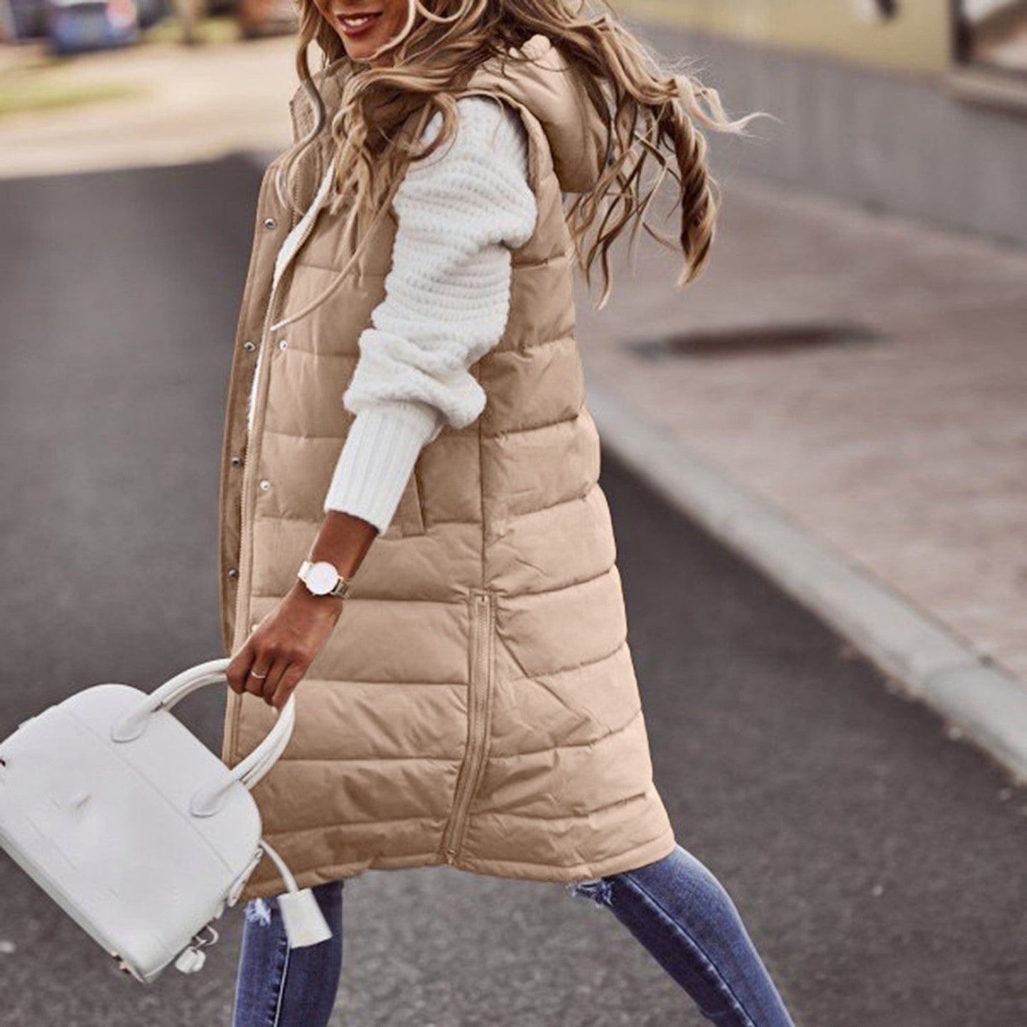 ModeGeist | Bodywarmer - Oversized Fit - Gesteppt und Futter - Mit Kapuze