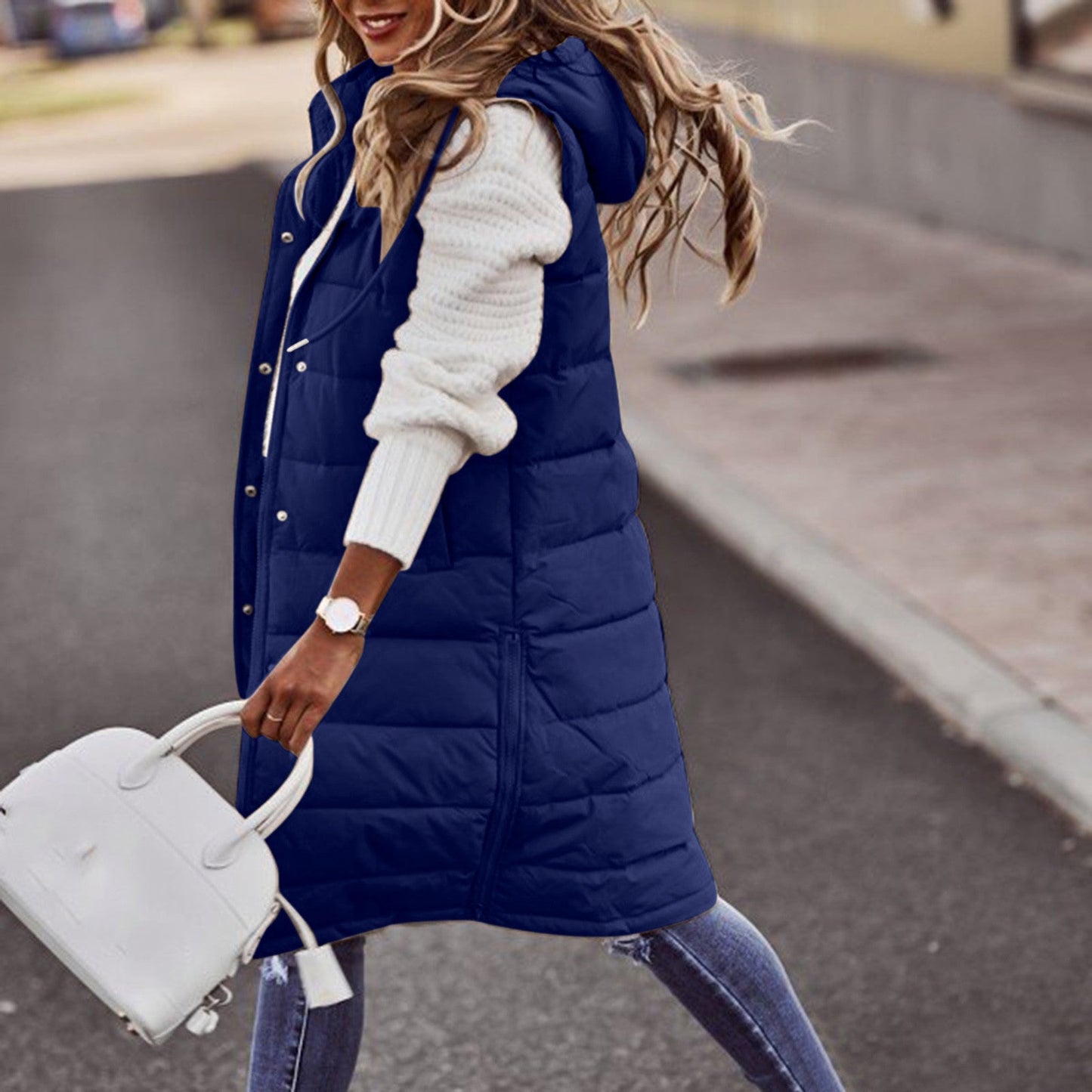 ModeGeist | Bodywarmer - Oversized Fit - Gesteppt und Futter - Mit Kapuze