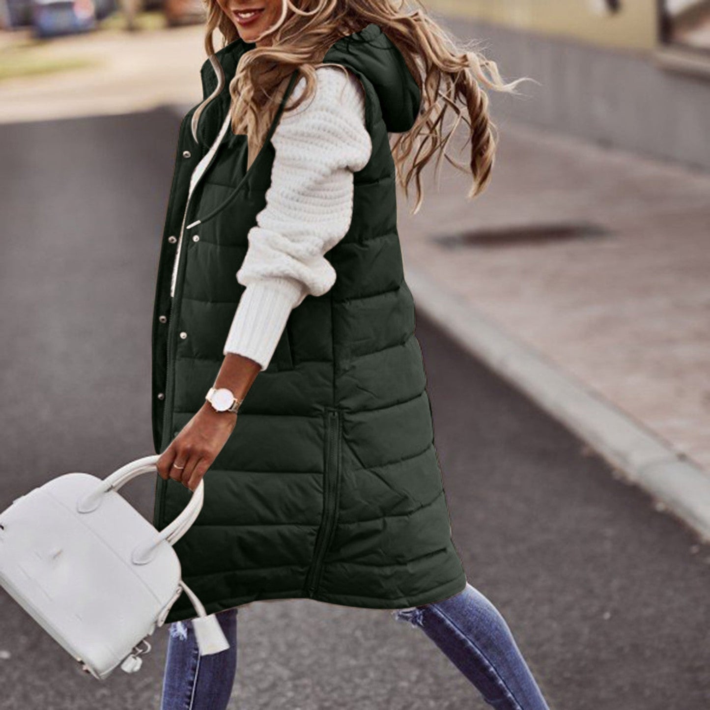 ModeGeist | Bodywarmer - Oversized Fit - Gesteppt und Futter - Mit Kapuze