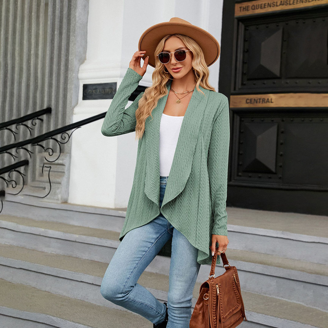 ModeGeist | Strick-cardigan Wasserfallkragen Entspannte Eleganz