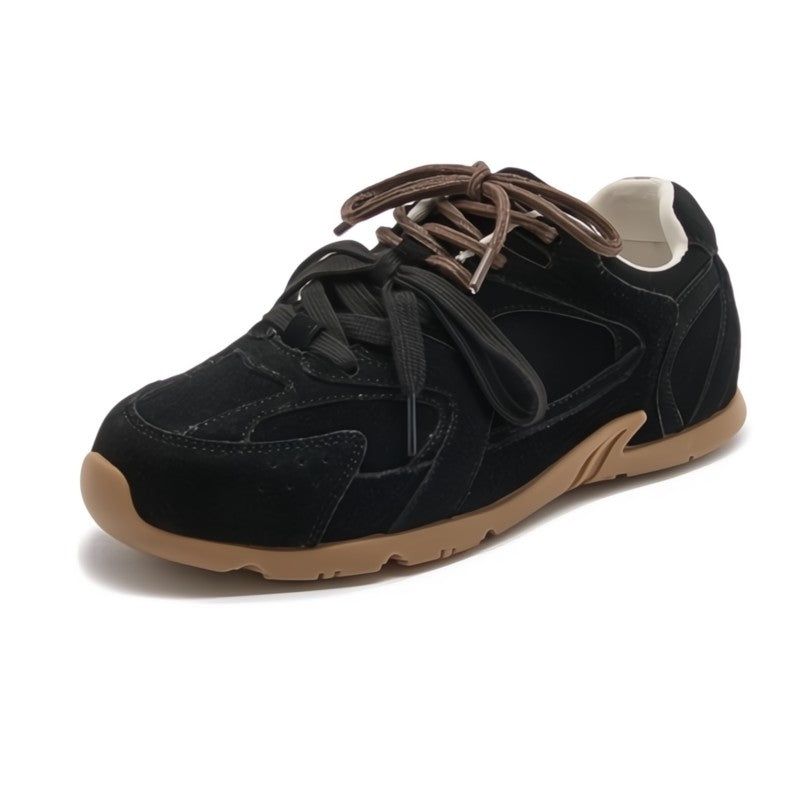 MODEGEIST Damen Sneakers Wildleder-Optik Doppelschnürung Leicht Casual