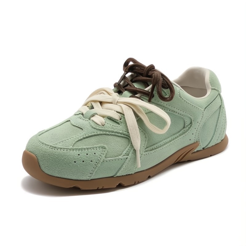 MODEGEIST Damen Sneakers Wildleder-Optik Doppelschnürung Leicht Casual