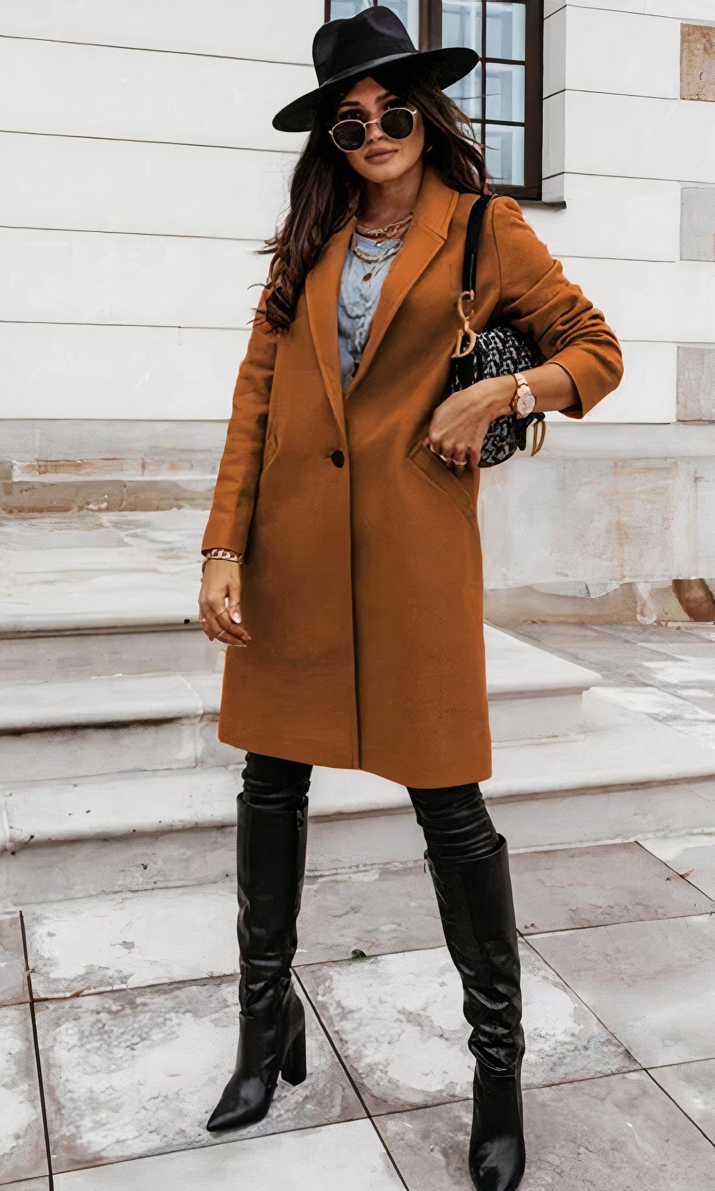 Elegantes langes Damen-Mantel - Ella
