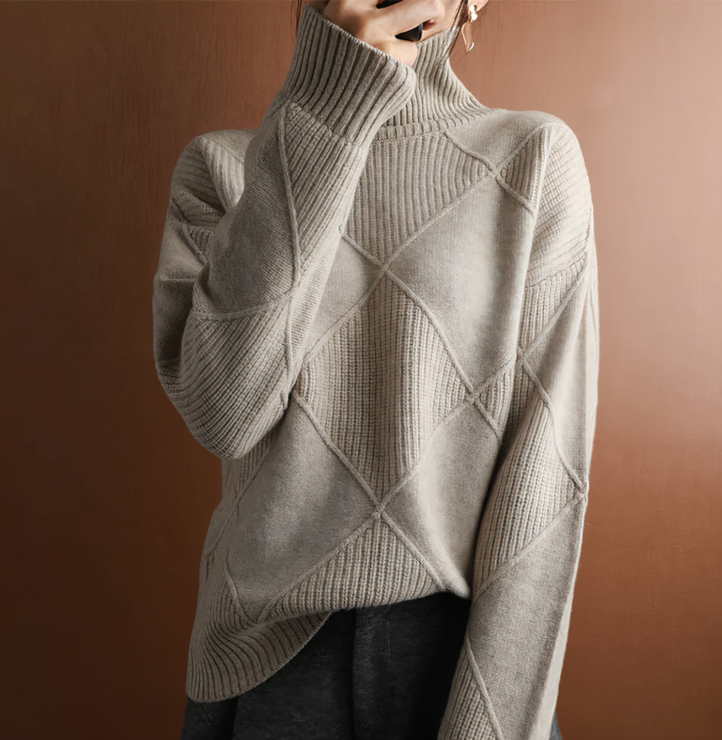 Rollkragenpullover mit langen Ärmeln – Ellie