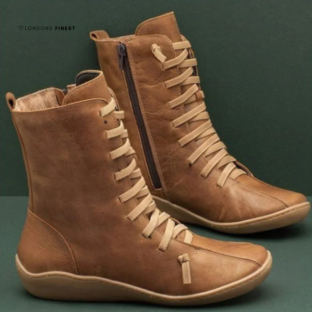 MODEGEIST Damen Winterstiefel Wasserdicht Kniehoch Braun