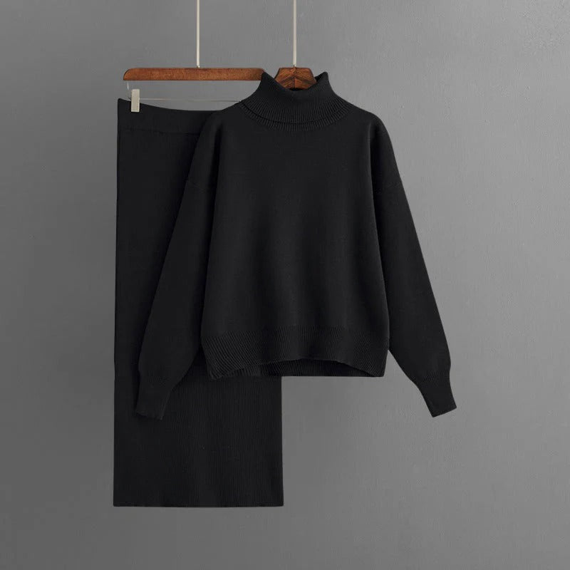 Jeriah – Gemütliches Set aus Rollkragenpullover und Rock
