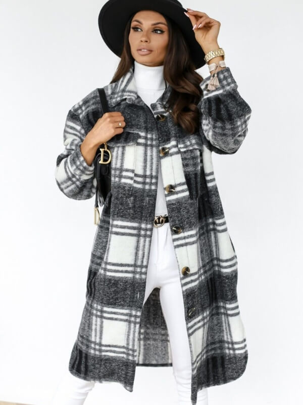ModeGeist | Lange Karierte Damenjacke