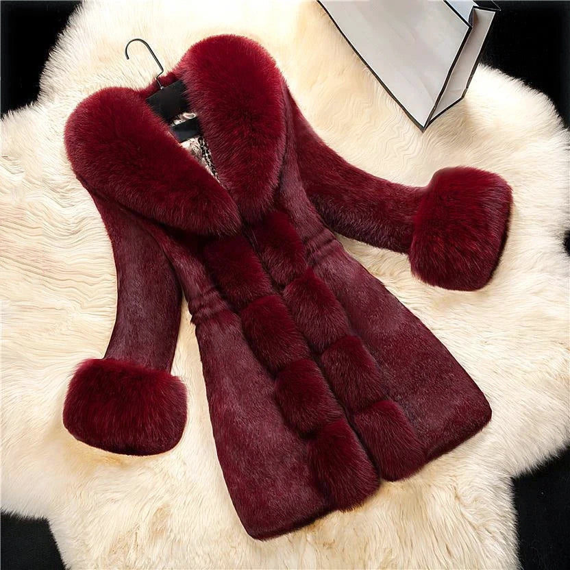 ModeGeist | D'Hiver Lang mit Kontrastkragen für Frauen Ideal für Die Kalte Saison