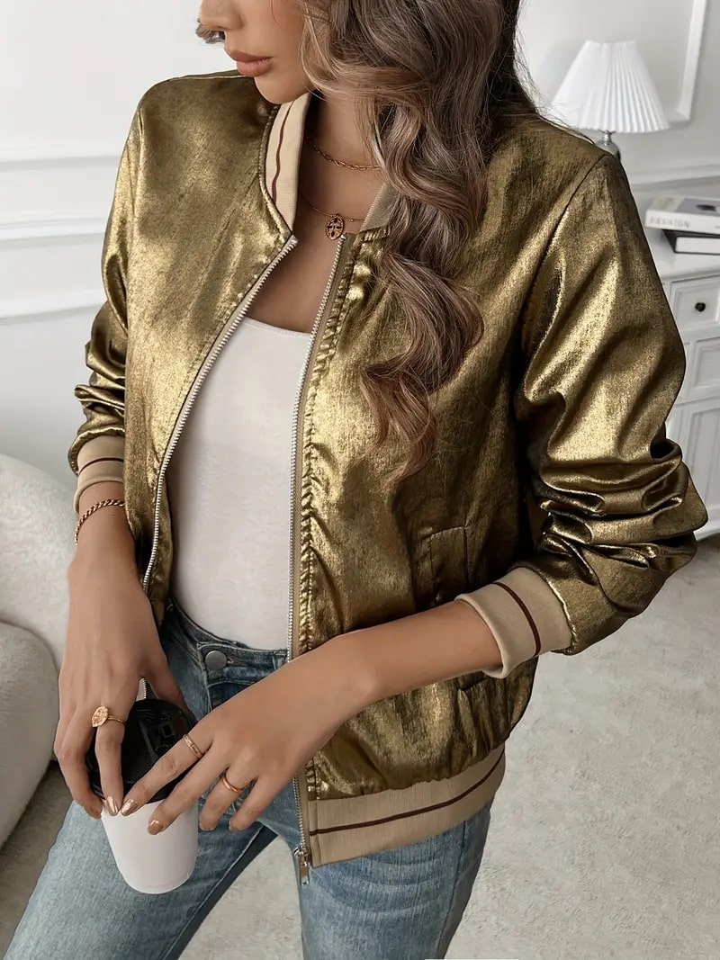 ModeGeist | Metallic Bomberjacke