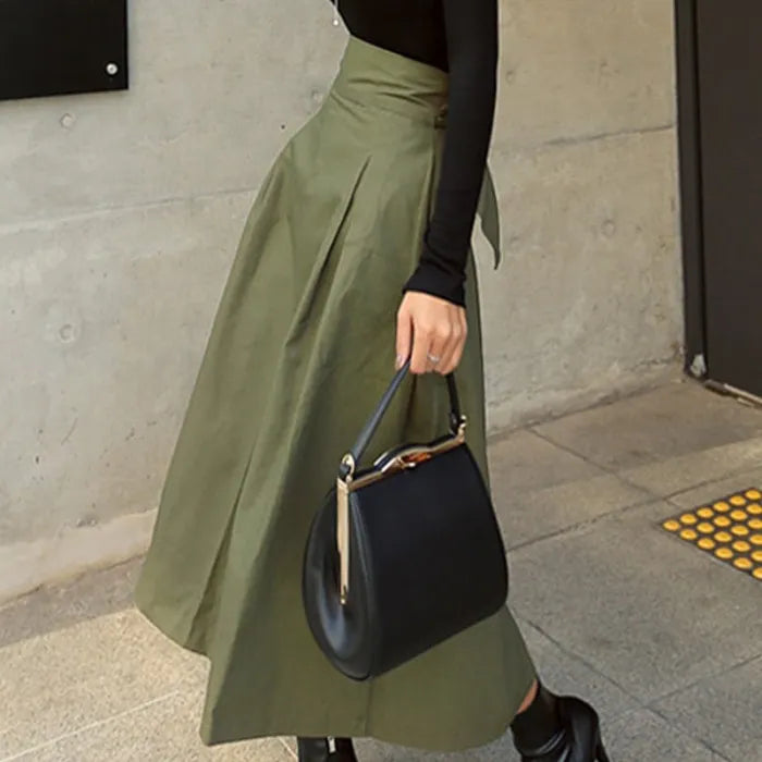 ModeGeist | Hohe Taille Midi Rock mit Schleifendetail