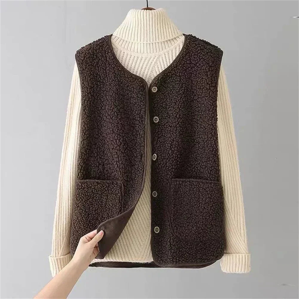 MODEGEIST Damen Weste Layering Knopfverschluss Leicht Winter
