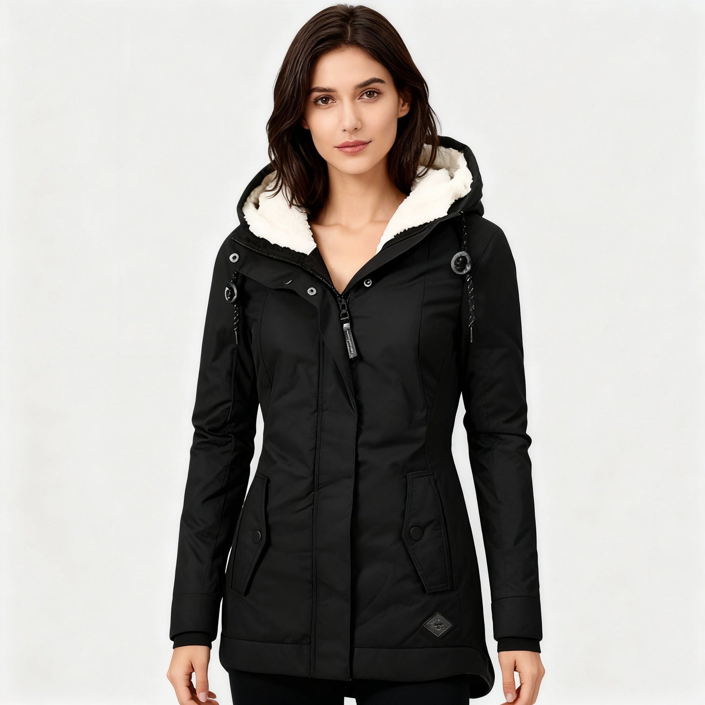 Lange Winterjacke mit Kapuze & Futter – Wasserfest, Warm & Komfortabel