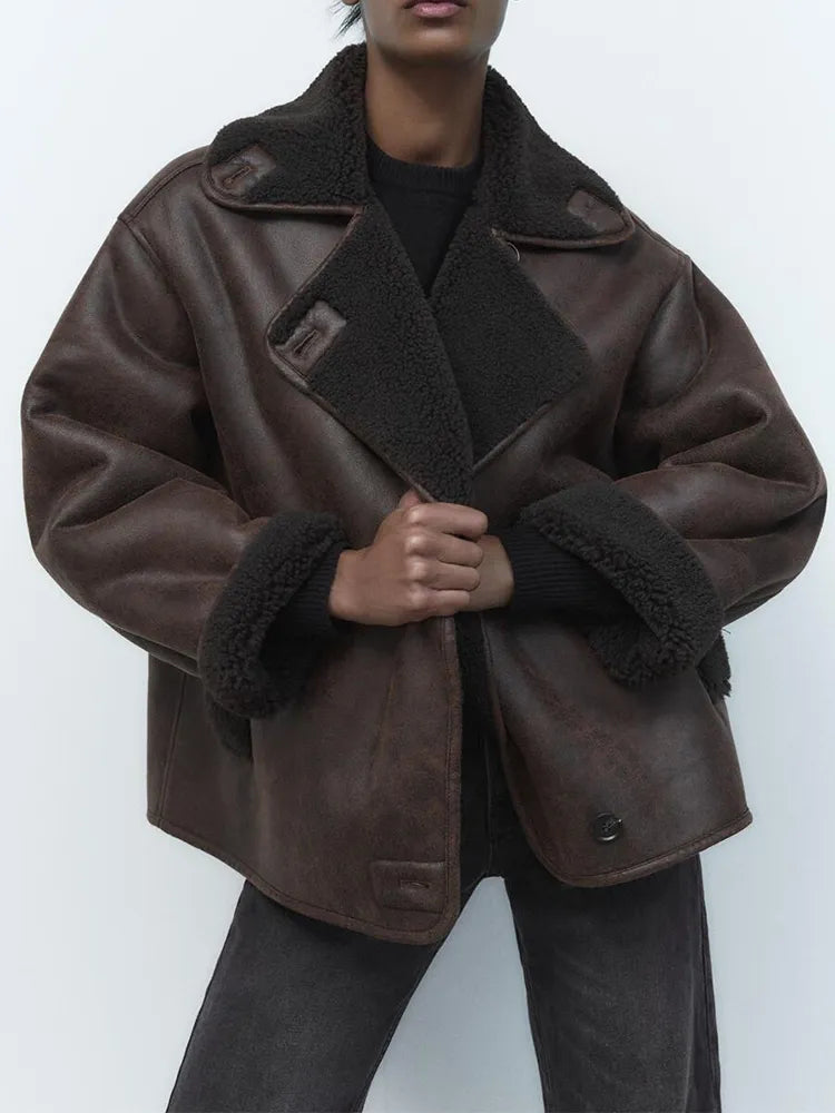 ModeGeist | Vintage Kunstlederjacke für Frauen