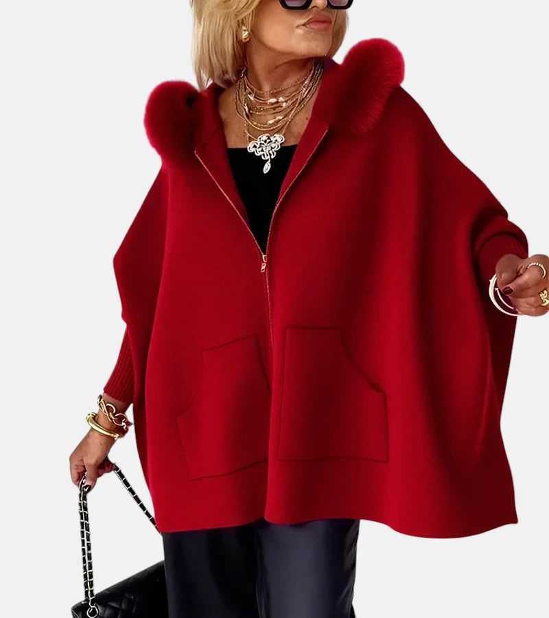 MODEGEIST Damen Mantel Kapuze Reißverschluss Taschen Casual