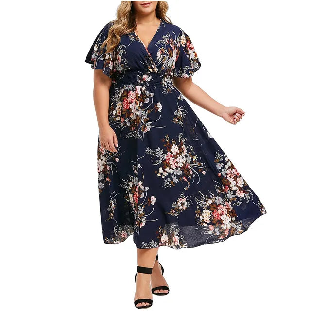 Langes Damenkleid aus floralem Chiffon von Karoline®