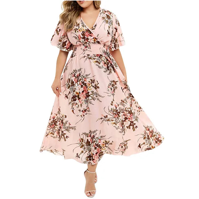 Langes Damenkleid aus floralem Chiffon von Karoline®