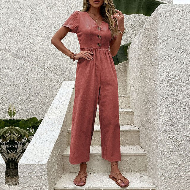 ELAINA: Elegantes Knopfoverall