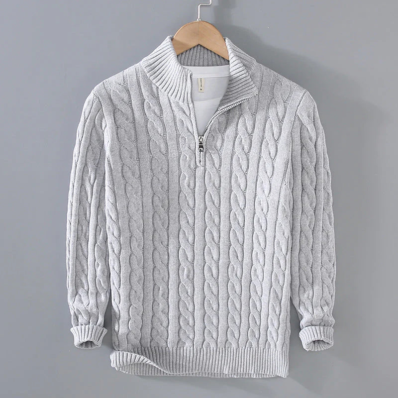 ModeGeist | Strickpullover mit Half-zip Baumwolle Klassisch, Warm
