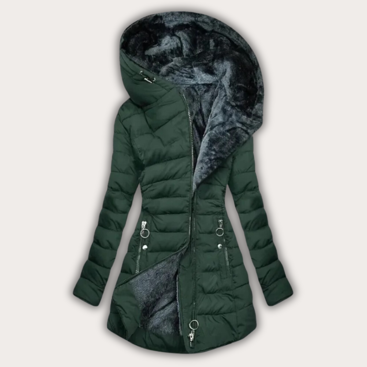 ModeGeist | Warme Daunenjacke mit Pelzkapuze für Damen