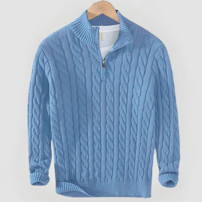 Liam Halbzip-Pullover mit Kabelstrick