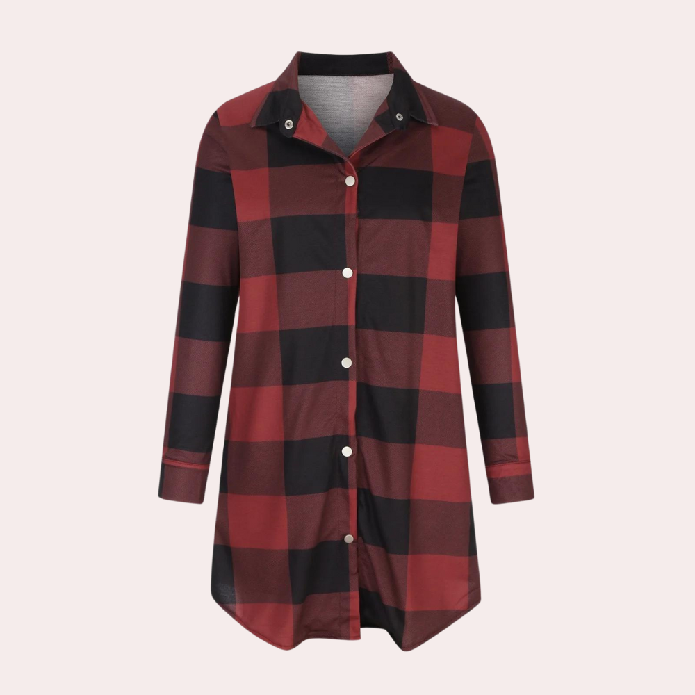 ModeGeist | Kariertes Herbstjacke in Midilänge für Damen