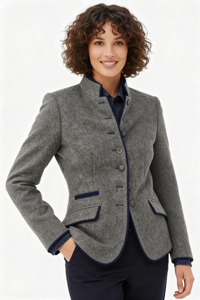 ModeGeist | Mehrknopf Damenjacke aus Wolle mit Farbkombination