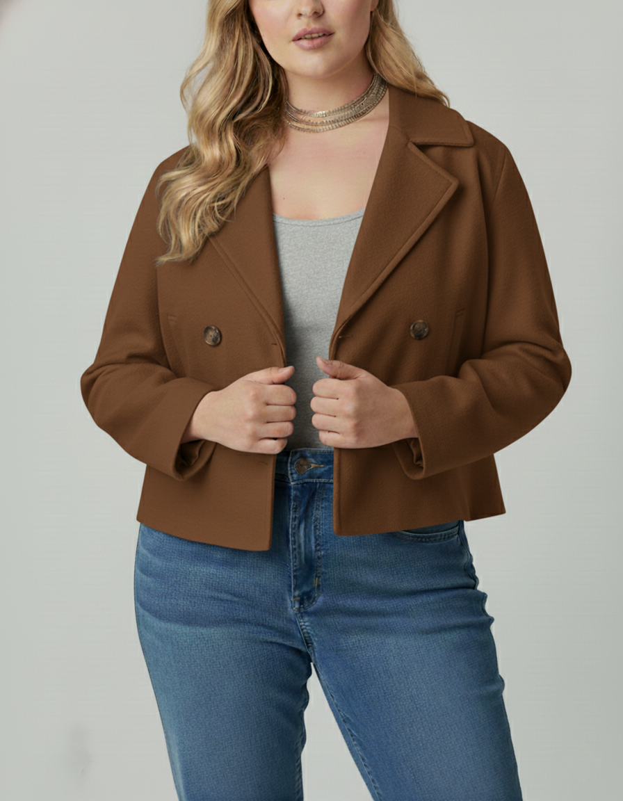 ModeGeist | Kurzer Woll-Look Peacoat für Damen – Große Größen