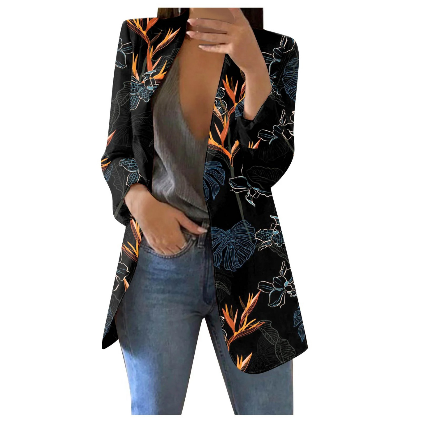 ModeGeist | Bedruckte Damen-Cropped-Blazer