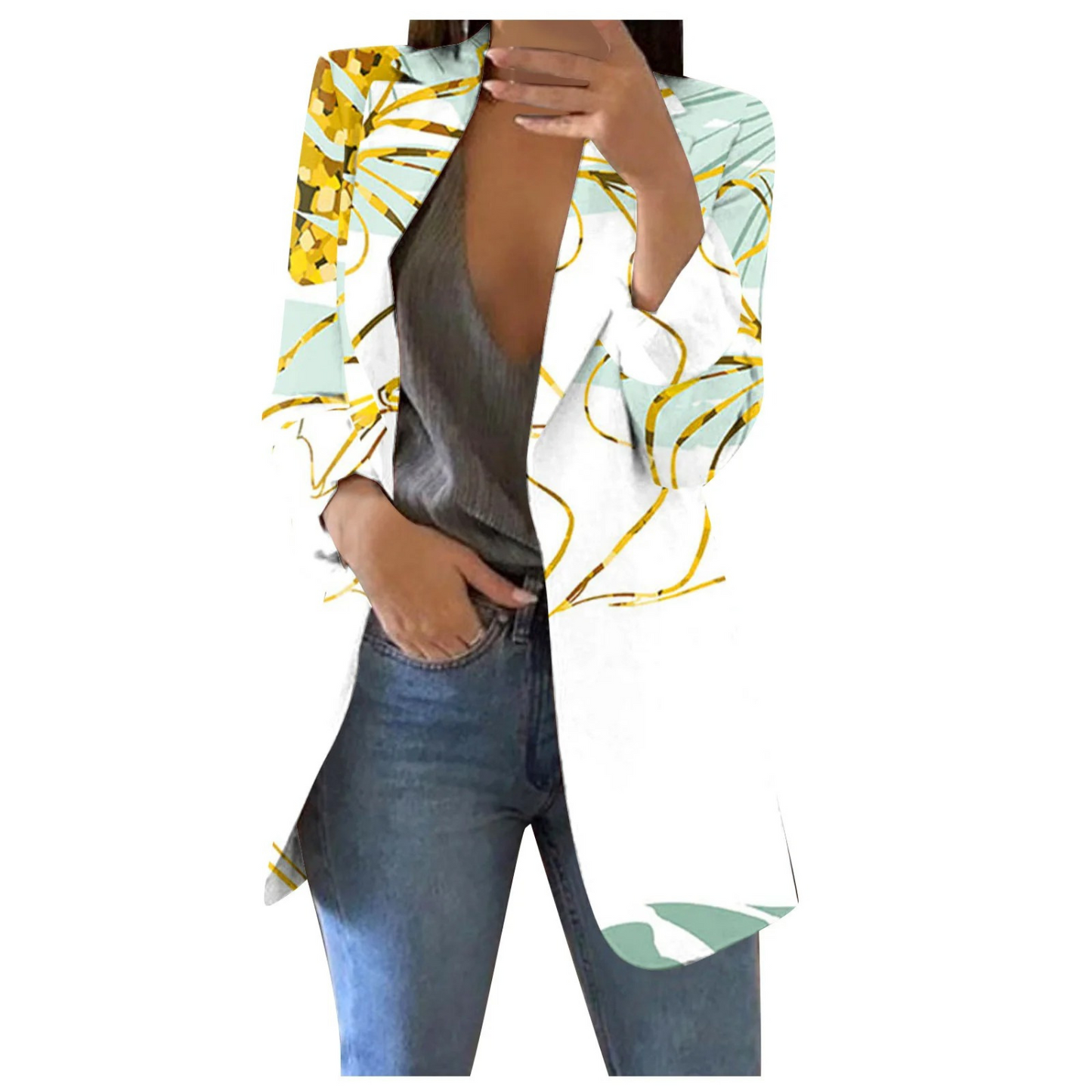 ModeGeist | Bedruckte Damen-Cropped-Blazer