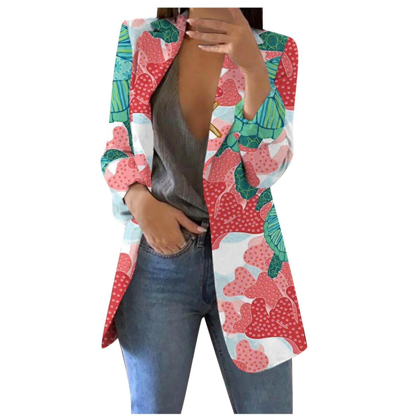 ModeGeist | Bedruckte Damen-Cropped-Blazer