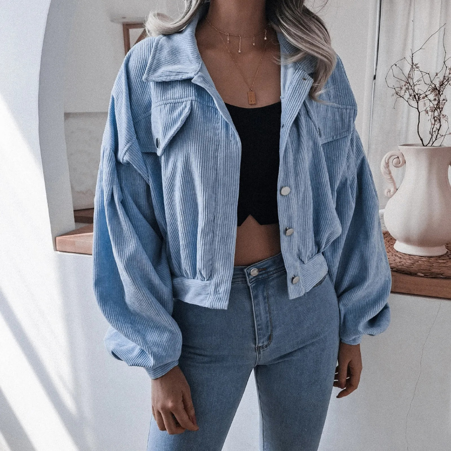 ModeGeist | Modische Kurzjacke Aus Corduroy