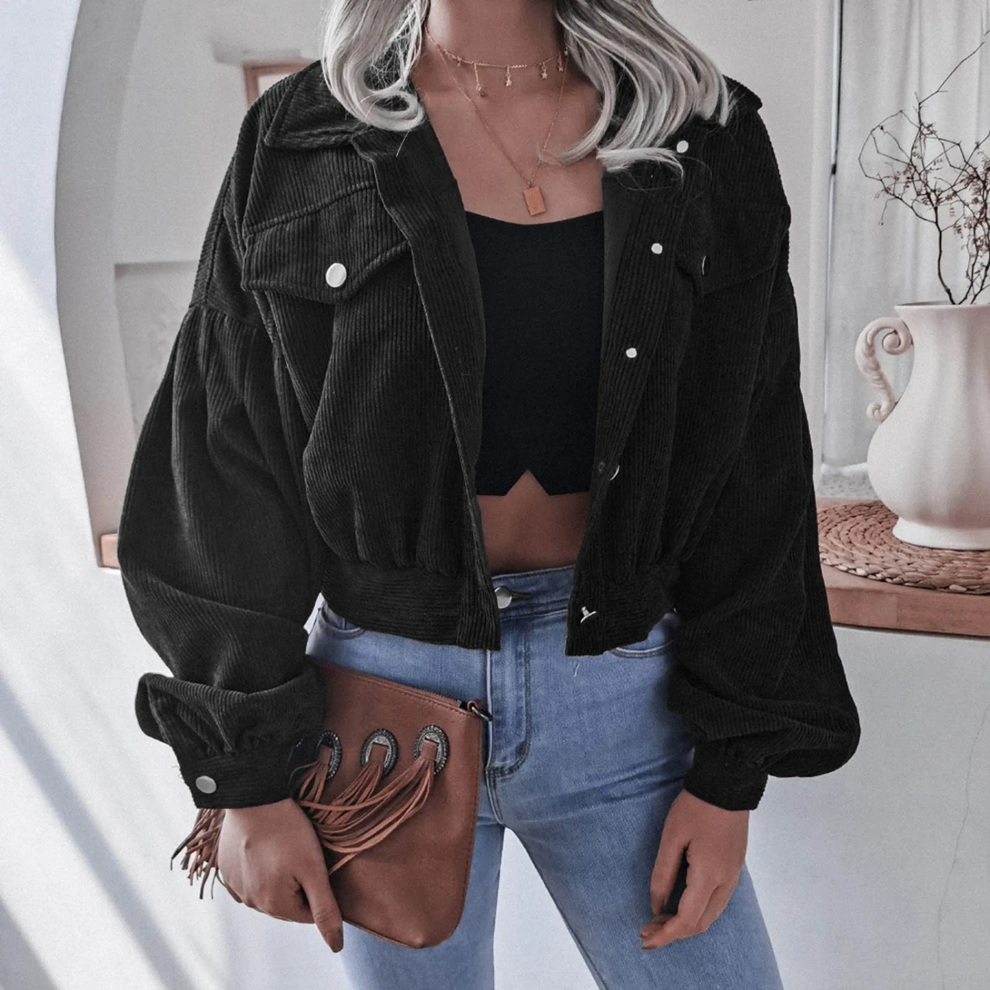 ModeGeist | Modische Kurzjacke Aus Corduroy