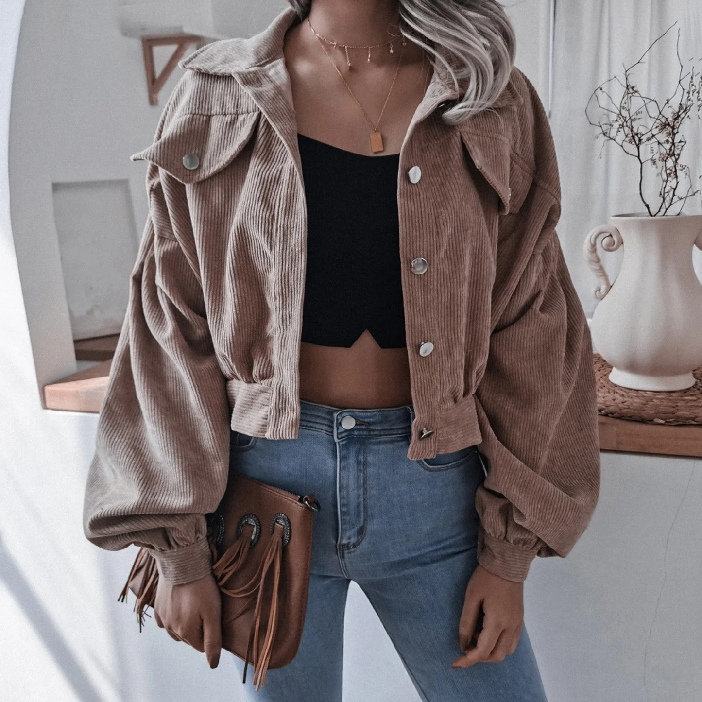 ModeGeist | Modische Kurzjacke Aus Corduroy