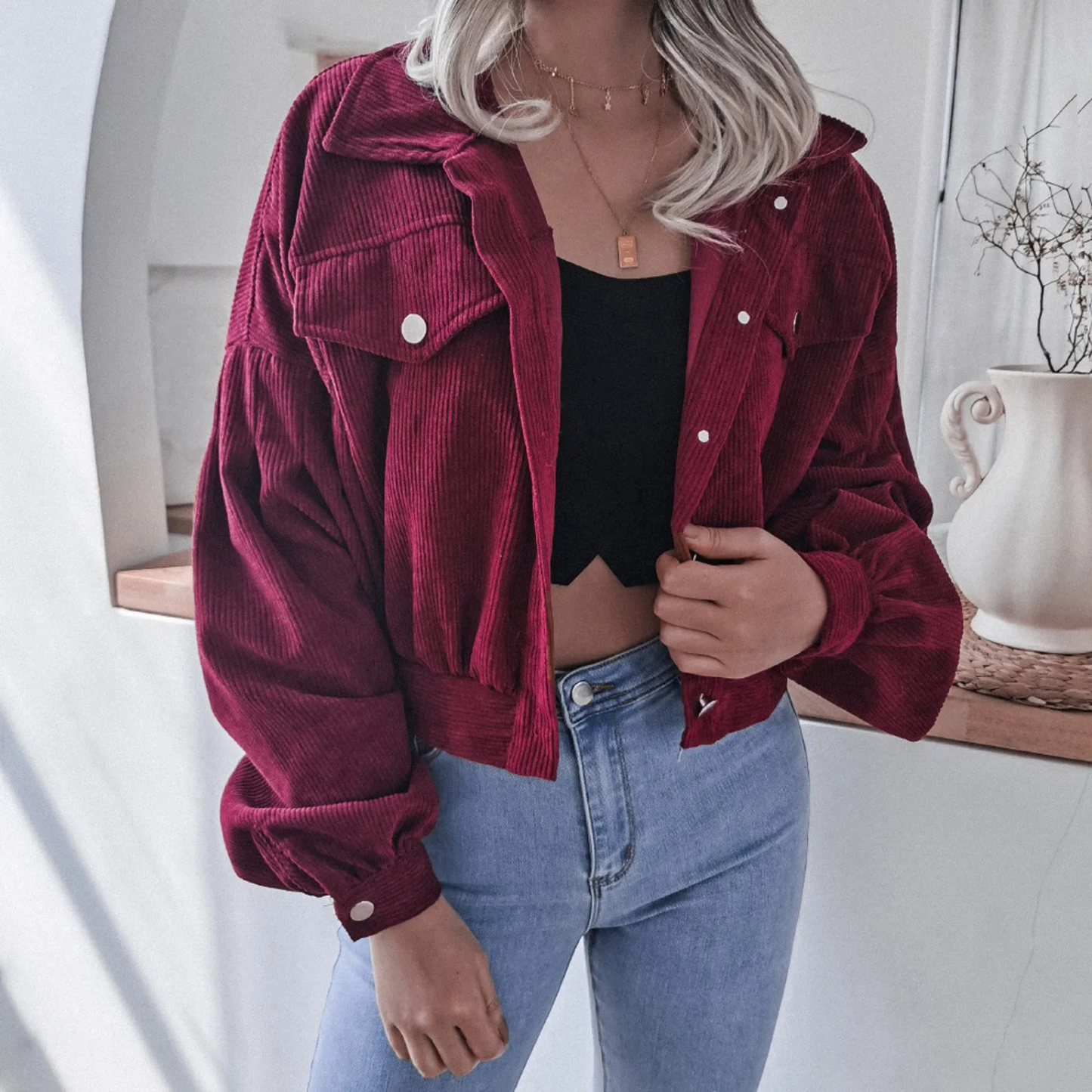 ModeGeist | Modische Kurzjacke Aus Corduroy