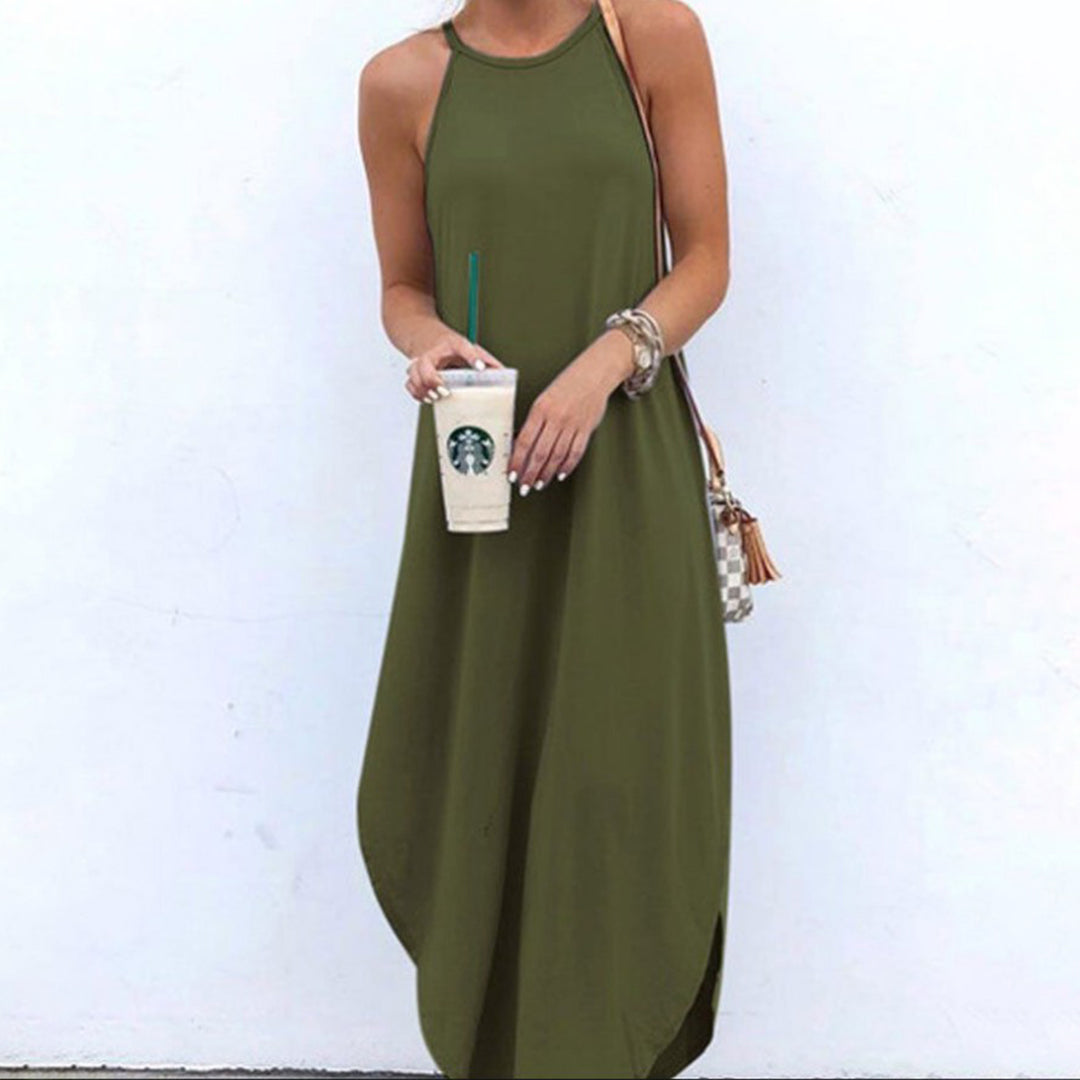 Indie Spaghettiträgerkleid mit Seitenschlitz