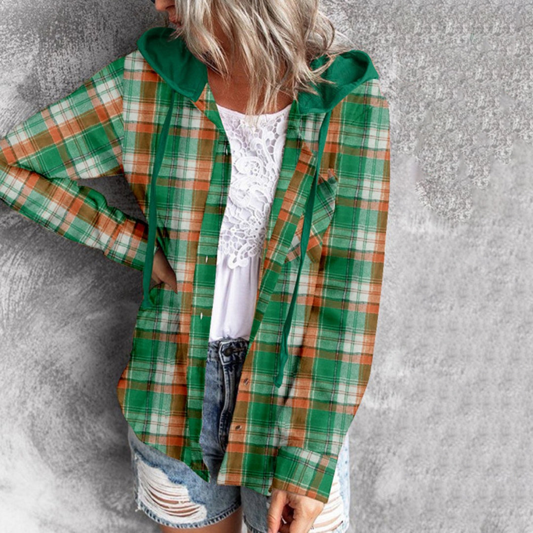 ModeGeist | Karierte Hemd mit Kapuze und Knöpfen Baumwolle/polyester Lässig und Trendy