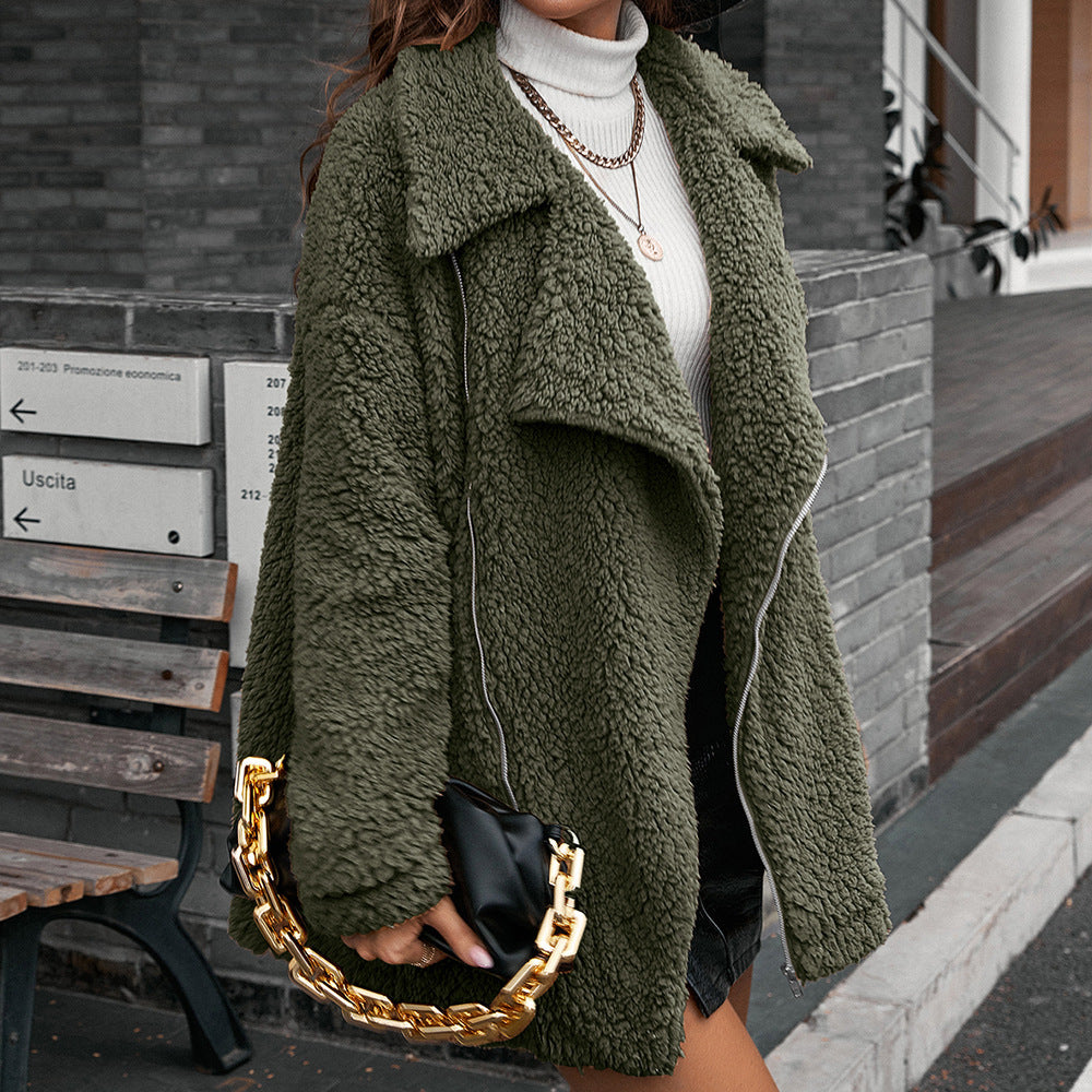 ModeGeist | Sherpa-Jacke mit Reverskragen für Frauen