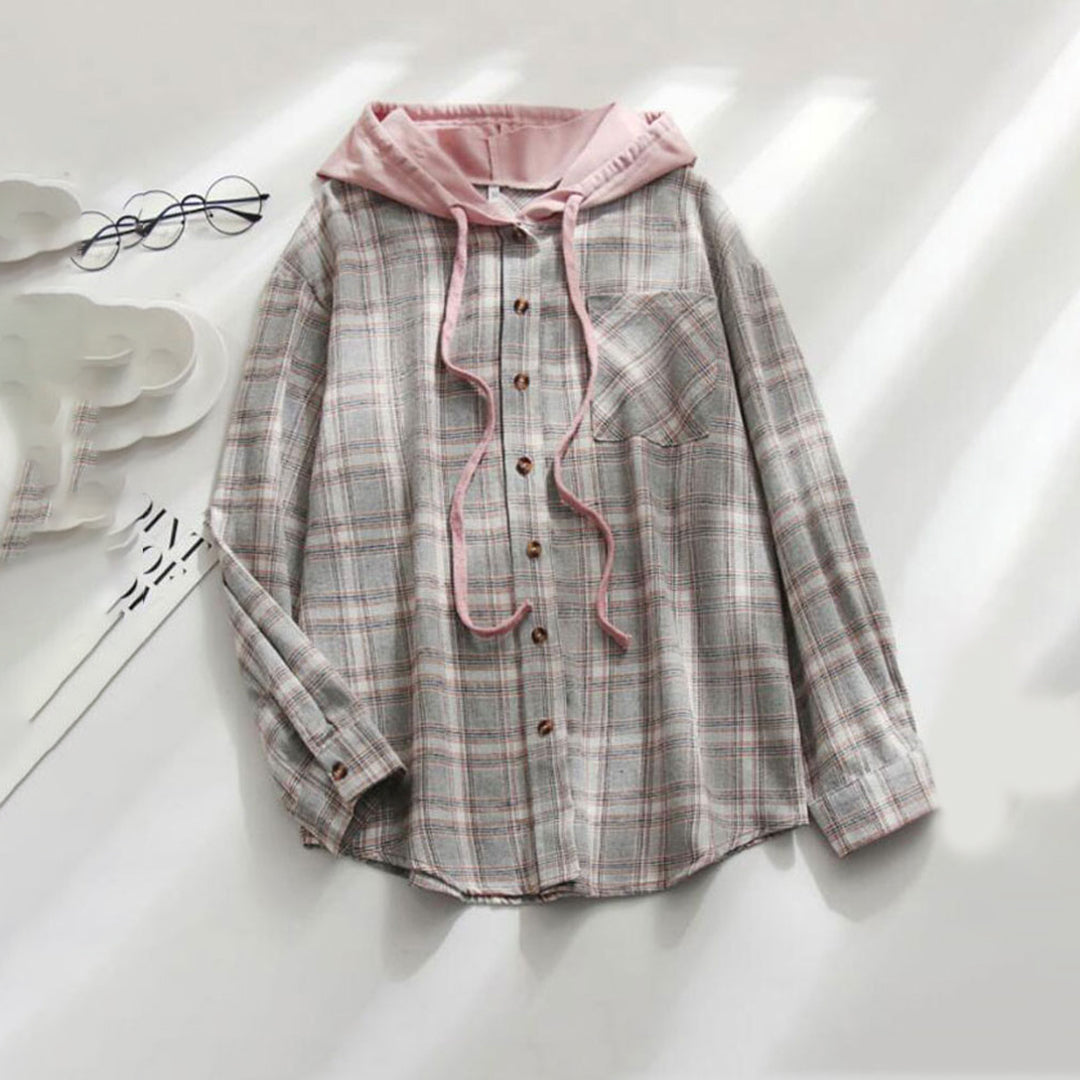 ModeGeist | Karierte Hemd mit Kapuze und Knöpfen Baumwolle/polyester Lässig und Trendy