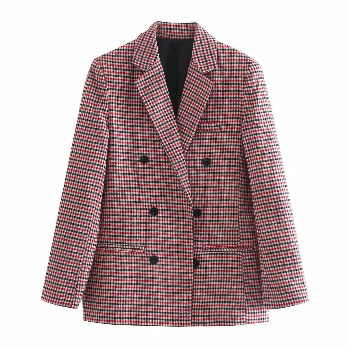 ModeGeist | Karierter Blazer mit langen Ärmeln