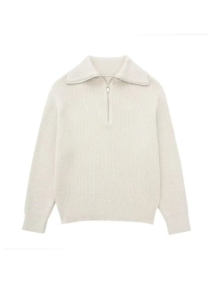 ModeGeist | Retro Halbzip Gestreifter Pullover