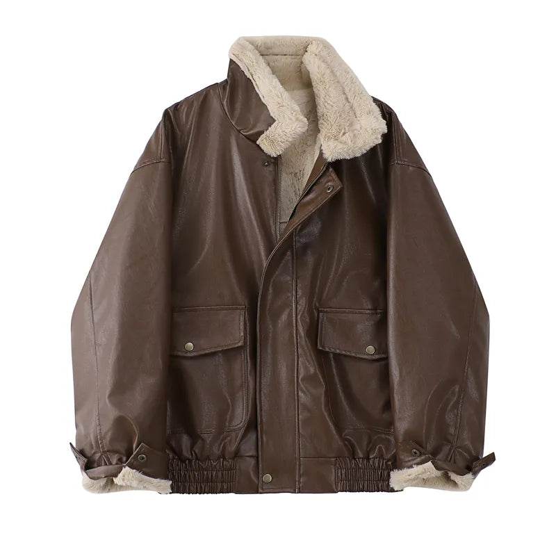 Elegant Kolyra Vintage Leather Winter Coat