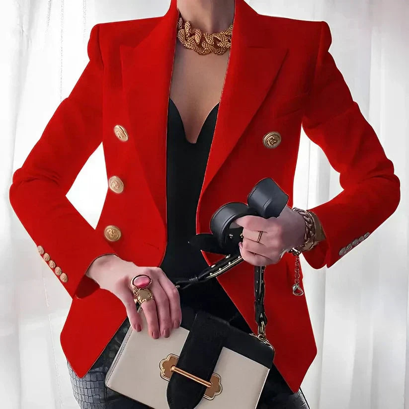 MODEGEIST Damen Blazer Zweireihig Goldknöpfe Tailliert