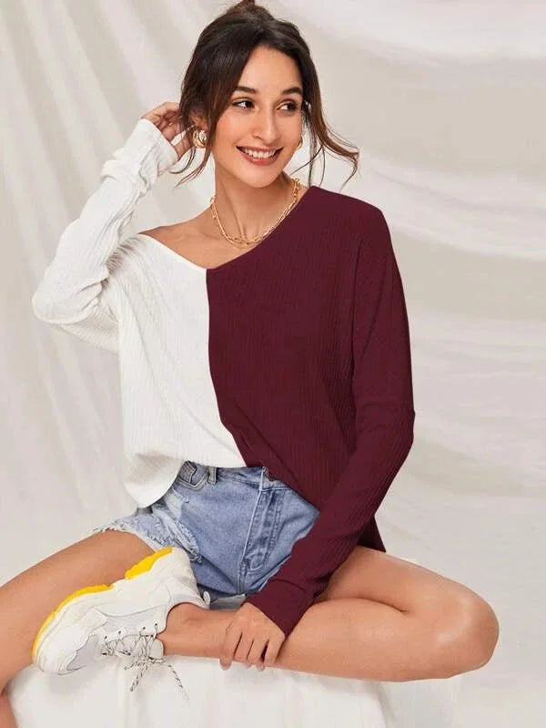 ModeGeist | Kontrastfarbiger Pullover