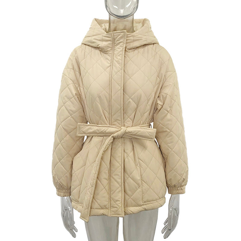 ModeGeist | Krawattengürtel Lockere Argyle Kapuzenparka